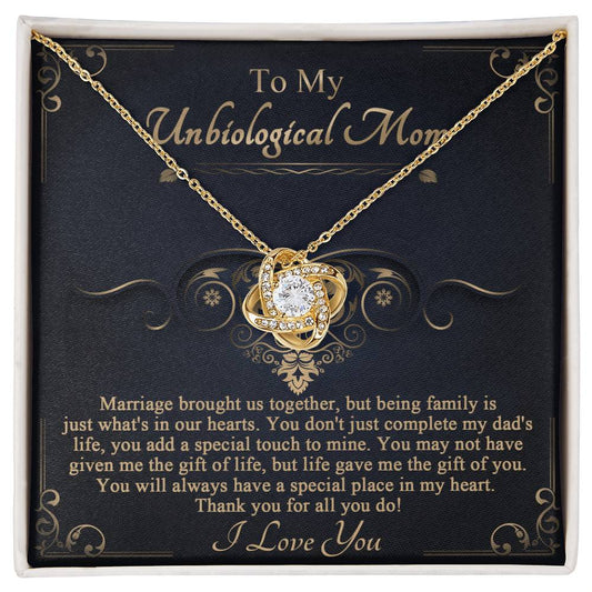 To My Unbiological Mom - Marriage Brought Us Together, But Being Family Is Just What's In Our Hearts - Love Knot Necklace