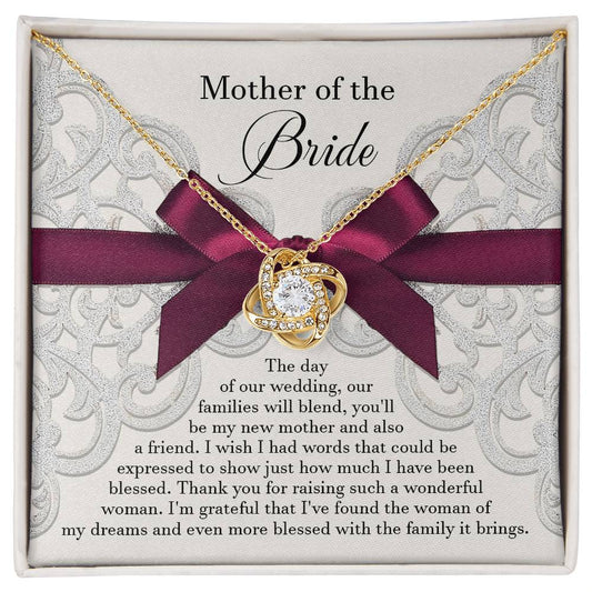 Mother Of The Bride - The Day Of Our Wedding, Our Families Will Blend, You'll Be My New Mother And Also A Friend - Love Knot Necklace Gift From New Daughter-In-Law