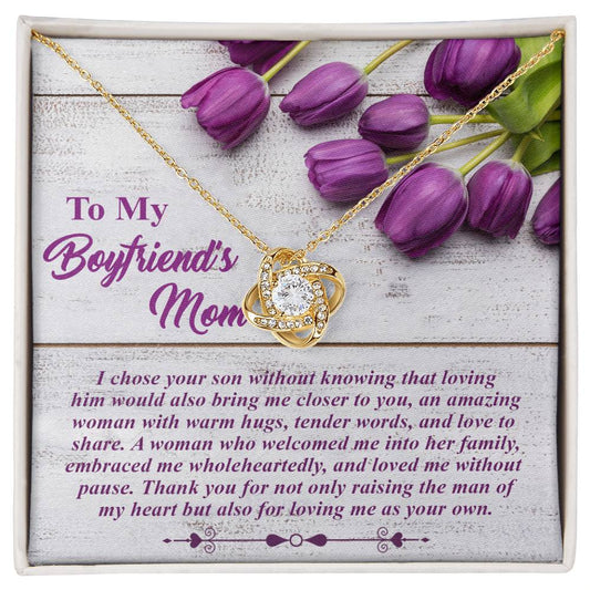 To My Boyfriend's Mom - Thank You For Loving Me As Your Own - Love Knot Necklace