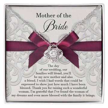 Mother Of The Bride - The Day Of Our Wedding, Our Families Will Blend, You'll Be My New Mother And Also A Friend - Love Knot Necklace Gift From New Daughter-In-Law