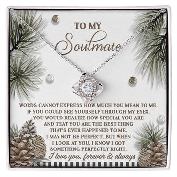 To My Soulmate - Words Cannot Express How Much You Mean To Me - Love Knot Necklace Gift For Wife Or Girlfriend