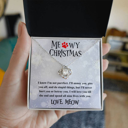 To Cat Mom - Meowy Christmas - Love Knot Necklace