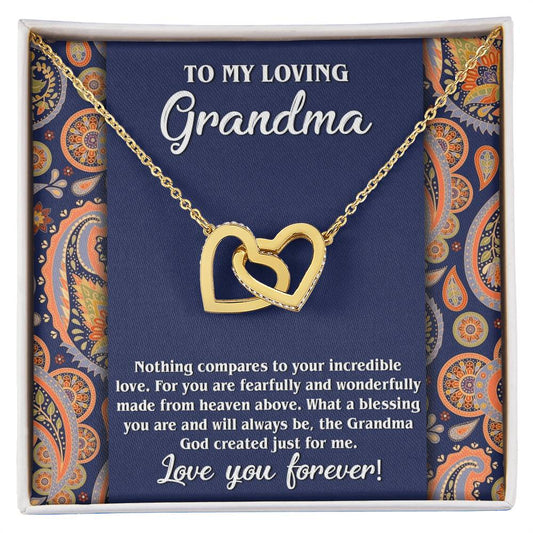 To My Loving Grandma - Nothing Compares To Your Love - Interlocking Heart Necklace