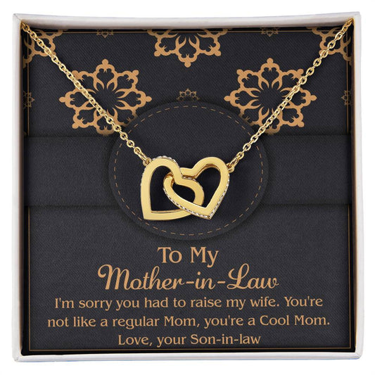 To My Mother-In-Law - You're Not Like A Regular Mom, You're A Cool Mom - Interlocking Heart Necklace