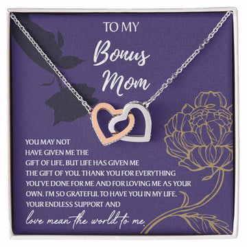 To My Bonus Mom - Thank You For Everything You've Done For Me And Loving Me As Your Own - Interlocking Heat Necklace