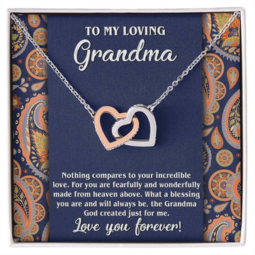 To My Loving Grandma - Nothing Compares To Your Love - Interlocking Heart Necklace