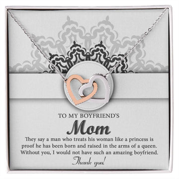 To My Boyfriend's Mom - Without You, I Would Not Have An Amazing Boyfriend - Interlocking Heart Necklace