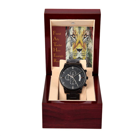 Awesome Gift For Father - Friend, Ally, Teacher, Hero, Example, Respected - Black Chronograph Watch