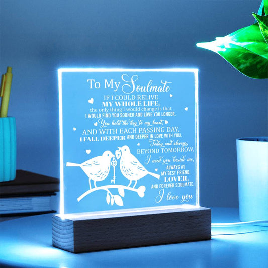 To My Soulmate - If I Could Relive My Whole Life, I Would Find You Sooner - Printed Acrylic Plaque