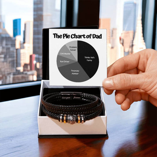 Funny Gift For Dad's Birthday - The Pie Chart Of Dad - Problem Solver, Grill Master, Taxi Driver, Financial Advisor, Thinks He's Funny - Love You Forever Bracelet