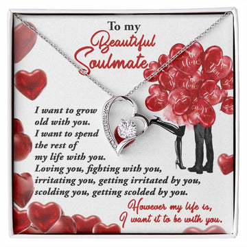 To My Beautiful Soulmate - Grow Old With You - Heart Necklace