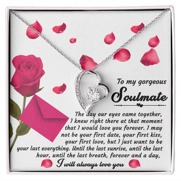 To My Gorgeous Soulmate - The Day Our Eyes Came Together - Heart Necklace