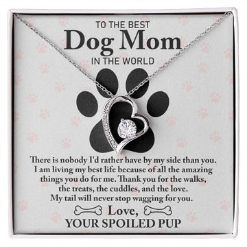 To The Best Dog Mom In The World - My Tail Will Never Stop Wagging For You - Heart Necklace