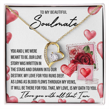 To My Beautiful Soulmate - You And I, We Were Meant To Be - Love Heart Necklace