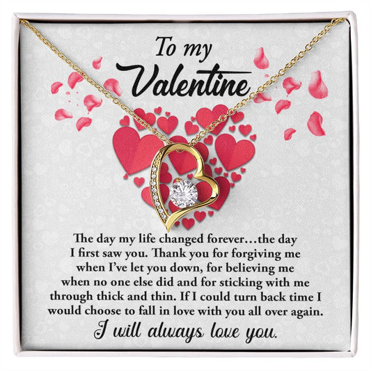 To My Valentine - The Day I First Say You My Life Changed Forever - Love Heart Necklace