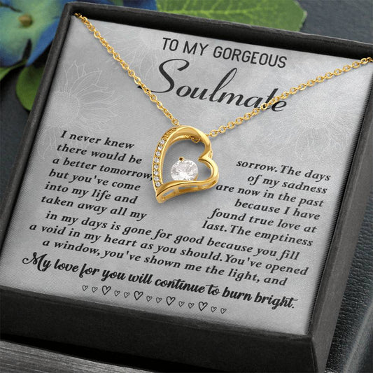 To My Gorgeous Soulmate - I Never Knew There Would Be Better Tomorrow - Heart Necklace