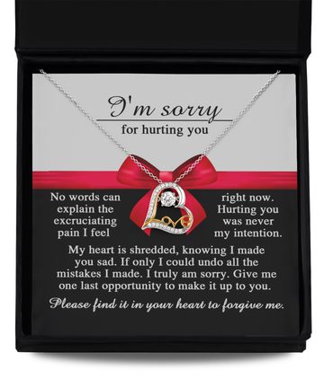 I'm Sorry For Hurting You - No Words Can Explain The Excruciating Pain I Feel Right Now - Love Heart Necklace Gift For Girlfriend