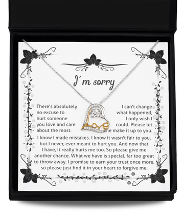 I'm Sorry - There's Absolutely No Excuse To Hurt Someone You Love And Care About The Most. I Can't Change What Happened, I Only Wish I Could - Love Dancing Heart Necklace Gift