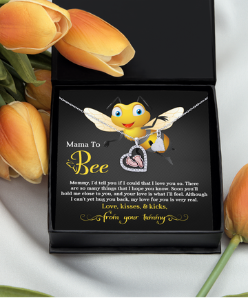 Mama To Bee - Soon You'll Hold Me Close To You, And Your Love Is What I'll Feel - Baby Feet Heart Necklace