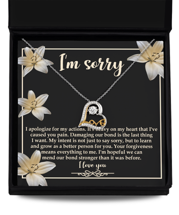 I'm Sorry - I Apologize For My Actions. It's Heavy On My Heart That I've Caused You Pain - Love Dancing Heart Necklace Gift