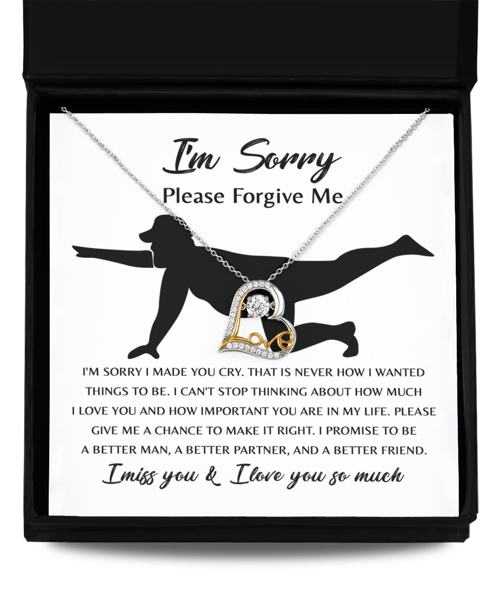 I'm Sorry Please Forgive Me - I'm Sorry I Made You Cry. That Is Never How I Wanted Things To Be - Love Heart Necklace Gift From Boyfriend or Husband