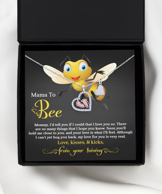 Mama To Bee - Soon You'll Hold Me Close To You, And Your Love Is What I'll Feel - Baby Feet Heart Necklace