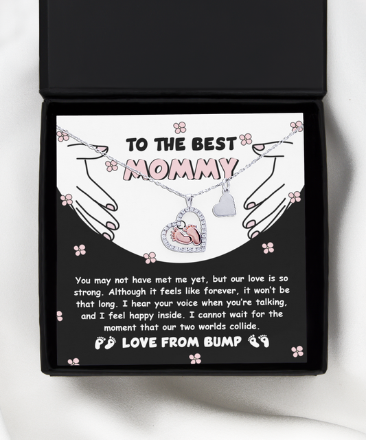 To The Best Mommy - I Hear Your Voice When You're Talking And Feel Happy Inside - Baby Feet Heart Necklace