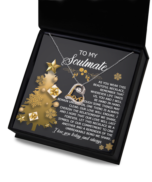 To My Soulmate - As You Wear This Beautiful Necklace, Remember That Wherever Life Takes Us, You And I Will Be Hand In Hand - Love Heart Necklace