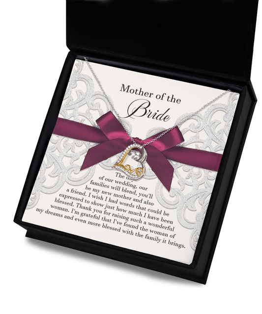 Mother Of The Bride - The Day Of Our Wedding, Our Families Will Blend, You'll Be My New Mother And Also A Friend - Love Dancing Heart Necklace Gift From New Daughter-In-Law