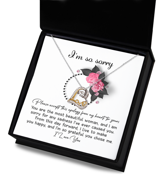 I'm So Sorry - Please Accept This Apology From My Heart To Yours - Love Dancing Heart Necklace Gift