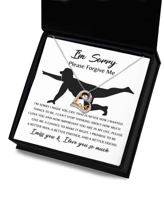 I'm Sorry Please Forgive Me - I'm Sorry I Made You Cry. That Is Never How I Wanted Things To Be - Love Heart Necklace Gift From Boyfriend or Husband