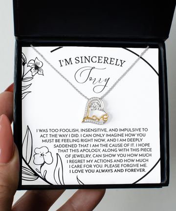 I'm Sincerely Sorry - I Was Too Foolish, Insensitive, And Impulsive To Act The Way I Did - Love Dancing Heart Necklace Gift