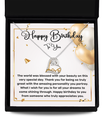 Birthday Message Card To A Soulmate - The World Was Blessed With Your Beauty On This Day - Heart Necklace