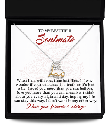 To My Beautiful Soulmate - When I Am With You, Time Flies - Love Dancing Necklace