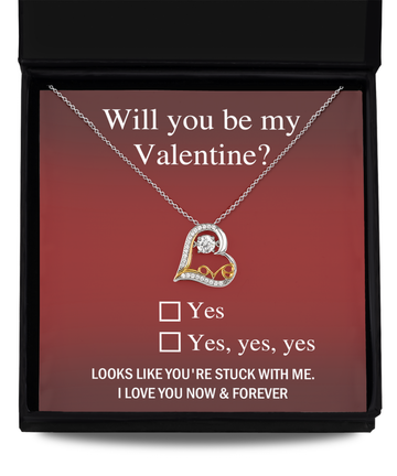 To My Soulmate - Will You Be My Valentine - Funny Message Card Love Dancing Necklace