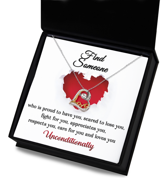 Beautiful Message Card For Soulmate - Find Someone Who Loves You Unconditionally - Love Dancing Heart Necklace