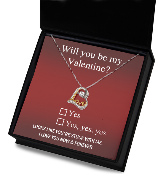 To My Soulmate - Will You Be My Valentine - Funny Message Card Love Dancing Necklace