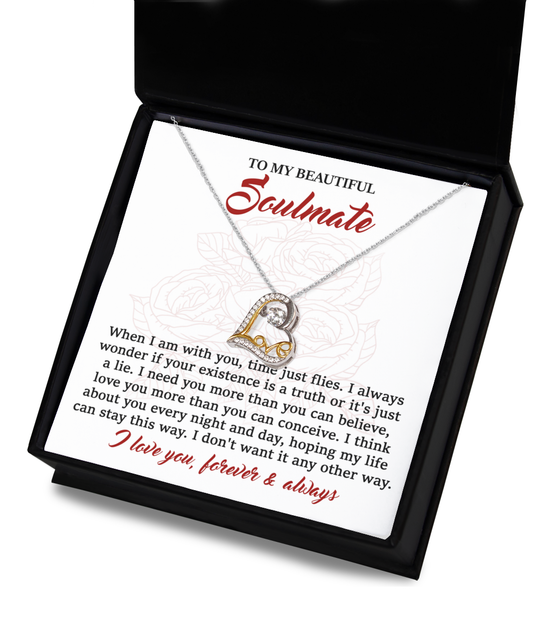 To My Beautiful Soulmate - When I Am With You, Time Flies - Love Dancing Necklace