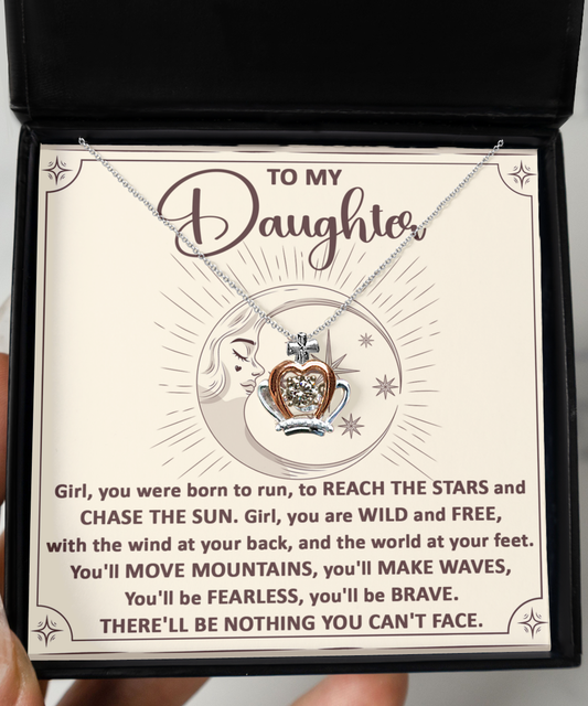 To My Daughter, Chase the Sun - Crown Pendant Necklace